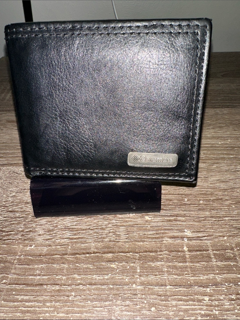 Columbia Black Leather Card & Key Holder Wallet trifold RFID